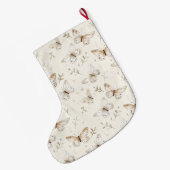 Chic Cream White Brown Butterflies Christmas   ラージクリスマスストッキング (裏面 (吊り時))
