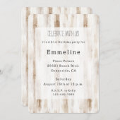 Chic Cream White Brown Stripes Birthday 招待状 (正面/裏面)