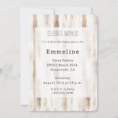 Chic Cream White Brown Stripes Birthday 招待状 (正面)