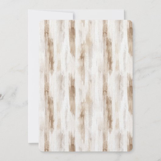 Chic Cream White Brown Stripes Wedding 招待状 (裏面)