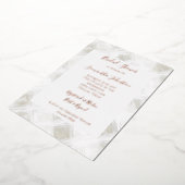 Chic Cream White Stripes Bridal Shower 箔招待状 (回転した状態)