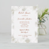 Chic Cream White Stripes Bridal Shower 箔招待状 (立ち正面)