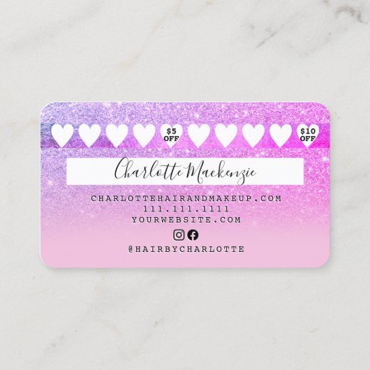Chic Credit card pink purple glitter loyalty 名刺 (裏面)
