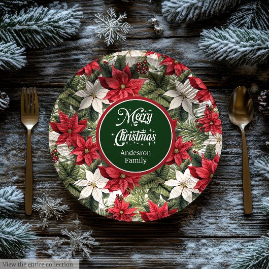Chic Custom Christmas Floral Paper Plates Gift  ペーパープレート