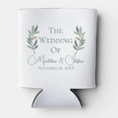 Chic Custom Eucalyptus Leaves Botanical Wedding 缶クーラー (正面)