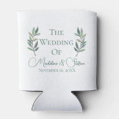 Chic Custom Eucalyptus Leaves Botanical Wedding 缶クーラー (裏面)