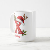 Chic custom Monogram initial X merry Christmas コーヒーマグカップ (正面左)