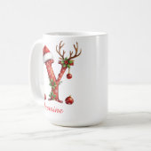 Chic custom Monogram initial Y merry Christmas  コーヒーマグカップ (正面左)
