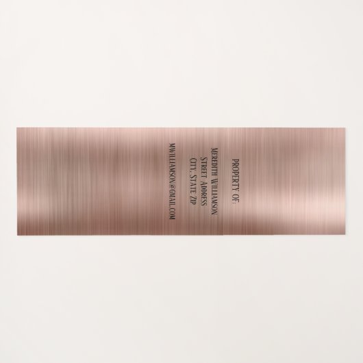 Chic Custom Monogram Pink Brushed Metallic Script  ヨガマット (裏面(横))