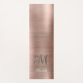 Chic Custom Monogram Pink Brushed Metallic Script  ヨガマット (正面)