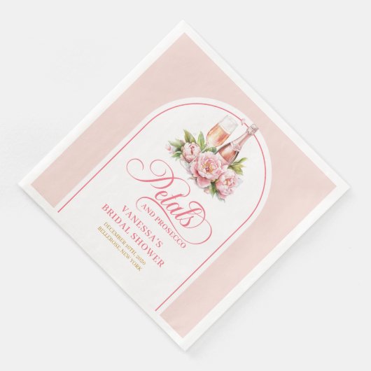 Chic Custom Name Petals and Prosecco Napkins (コーナー)