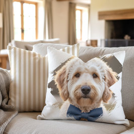 Chic Custom Photo Paint Brushstroke Dog Beige クッション