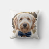 Chic Custom Photo Paint Brushstroke Dog Beige クッション (正面)