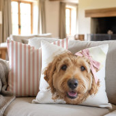 Chic Custom Photo Paint Brushstroke Dog Pink クッション