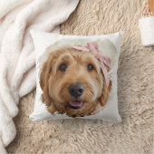 Chic Custom Photo Paint Brushstroke Dog Pink クッション (ブランケット)