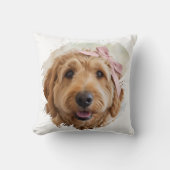 Chic Custom Photo Paint Brushstroke Dog Pink クッション (正面)