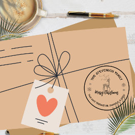 Chic Custom Reindeer Holiday Greeting Stamp  ラバースタンプ