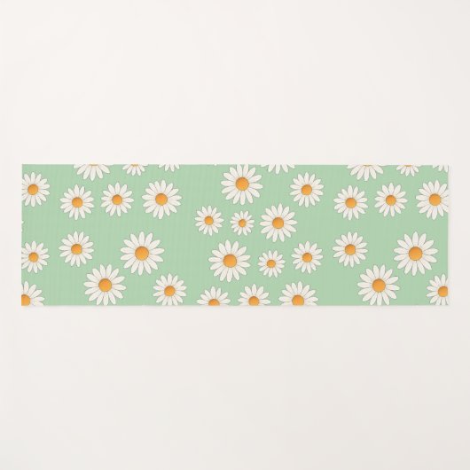 Chic Daisy Flower Pattern – Cute Floral Designe -  ヨガマット (正面(横))