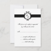 Chic Damask Monogram RSVPカード結婚ズ 出欠カード (裏面)