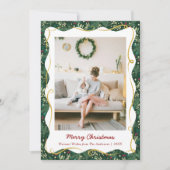 Chic Dark Green Botanical Christmas 1 Photo シーズンカード (正面)