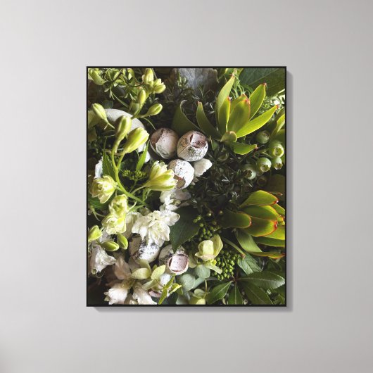 Chic Dark Green Botanical Leaves キャンバスプリント (正面)