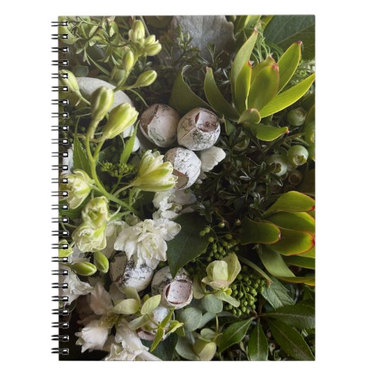 Chic Dark Green Botanical Leaves ノートブック (正面)