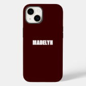 Chic Dark Red &White script Personalized Name Case-Mate iPhoneケース (裏面)