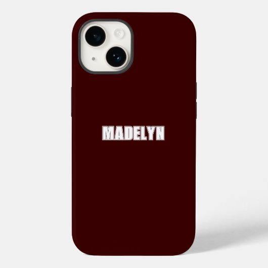 Chic Dark Red &White script Personalized Name Case-Mate iPhoneケース (裏面)