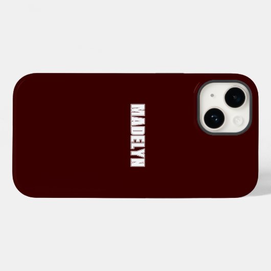 Chic Dark Red &White script Personalized Name Case-Mate iPhoneケース (裏面 (横))