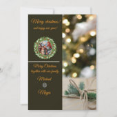 Chic Dark Snowflake Christmas Photo Card 招待状 (正面)