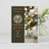 Chic Dark Snowflake Christmas Photo Card 招待状 (スタンド正面)