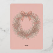 Chic December Holly Wreath With Red Bow On Silver 箔シーズンカード (裏面)