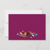 Chic deep pink Botanical Wedding Response Card 出欠カード (裏面)