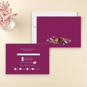 Chic deep pink Botanical Wedding Response Card 出欠カード