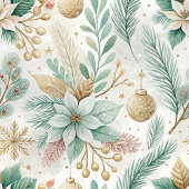 Chic Dill Green Gift Bag Elegant Christmas Floral ミディアムペーパーバッグ