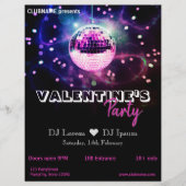Chic Disco Ball Modern Valentine's Day Party Flyer チラシ (正面)