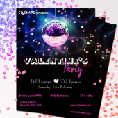 Chic Disco Ball Modern Valentine's Day Party Flyer チラシ