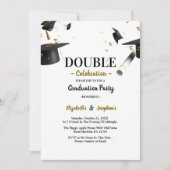 Chic Double Graduation Two Photo Graduates 招待状 (正面)