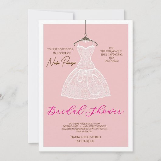 Chic Dressed for the Occasion Bridal Shower Party 招待状 (正面)