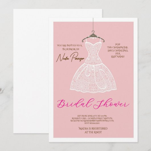 Chic Dressed for the Occasion Bridal Shower Party 招待状 (正面/裏面)