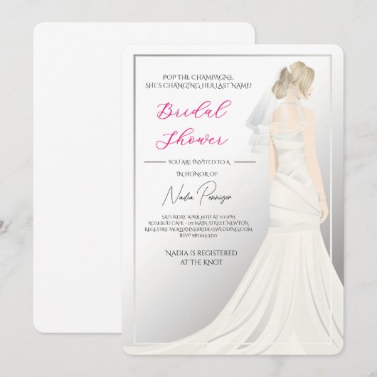 Chic Dressed for the Occasion Bridal Shower Party 招待状 (正面/裏面)