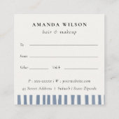 Chic Dusky Blue Watercolor Strips Gift Certificate スクエア名刺 (裏面)