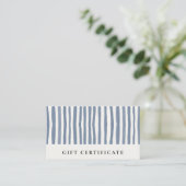 Chic Dusky Blue Watercolor Strips Gift Certificate 名刺 (スタンド正面)