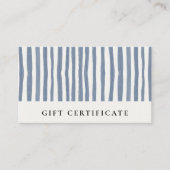 Chic Dusky Blue Watercolor Strips Gift Certificate 名刺 (正面)