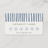 Chic Dusky Blue Watercolor Strips Loyality Card 名刺 (正面)