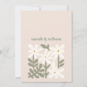 Chic Dusky Blush Retro Minimal Floral Wedding サンキューカード (裏面)