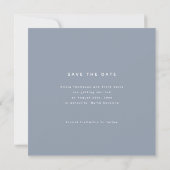 Chic Dusty Blue & White Calligraphy Save the Date 招待状 (裏面)