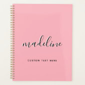 Chic Dusty Blush Pink with black Calligraphy name プランナー手帳 (正面)