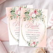Chic Dusty Pink Floral Bridal Shower Invitation 招待状