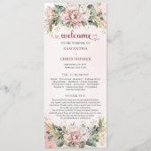 Chic Dusty Pink Floral Eucalyptus Wedding Program プログラム (正面)